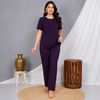 Dot Printed Style Night Suit-Dark Purple