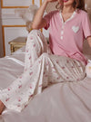 Pink Charming Heart Printed Night Suit