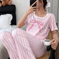 Baby Pink Ribbon Printed Night Suit