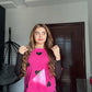 Black Multi Hearts Pink Printed Night Suit