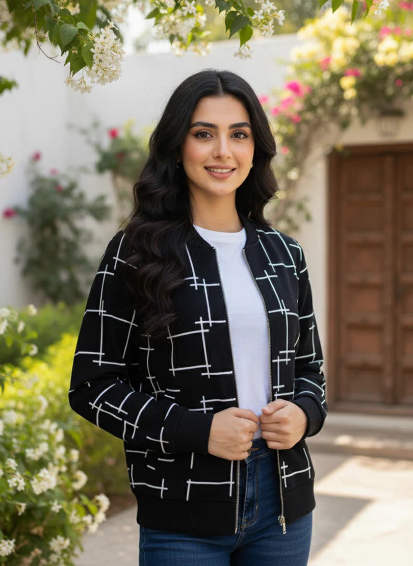 Black Liner Zipper Jacket