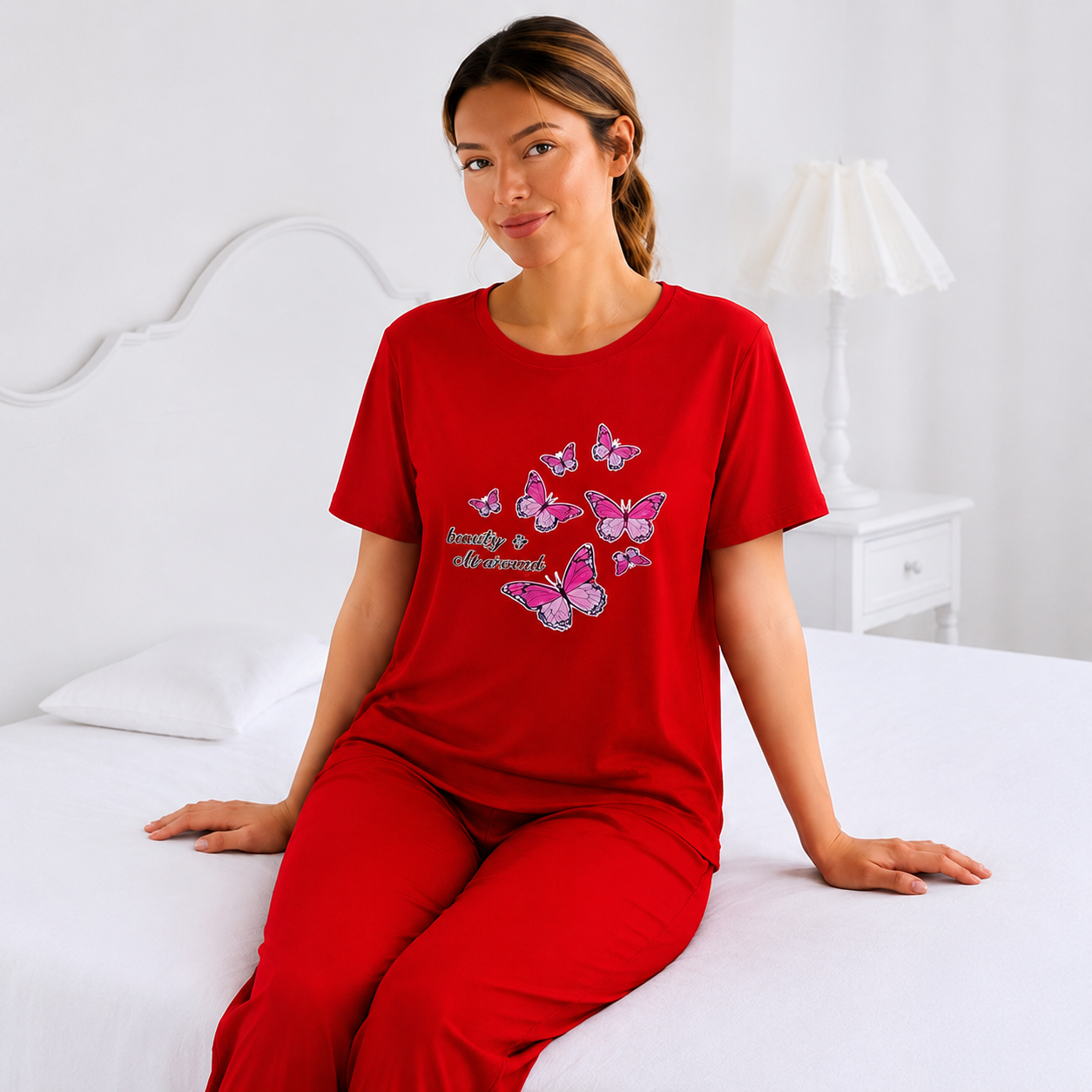 Butter Fly Printed Night Suit