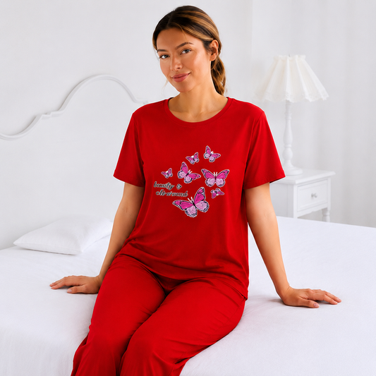 Butter Fly Printed Night Suit