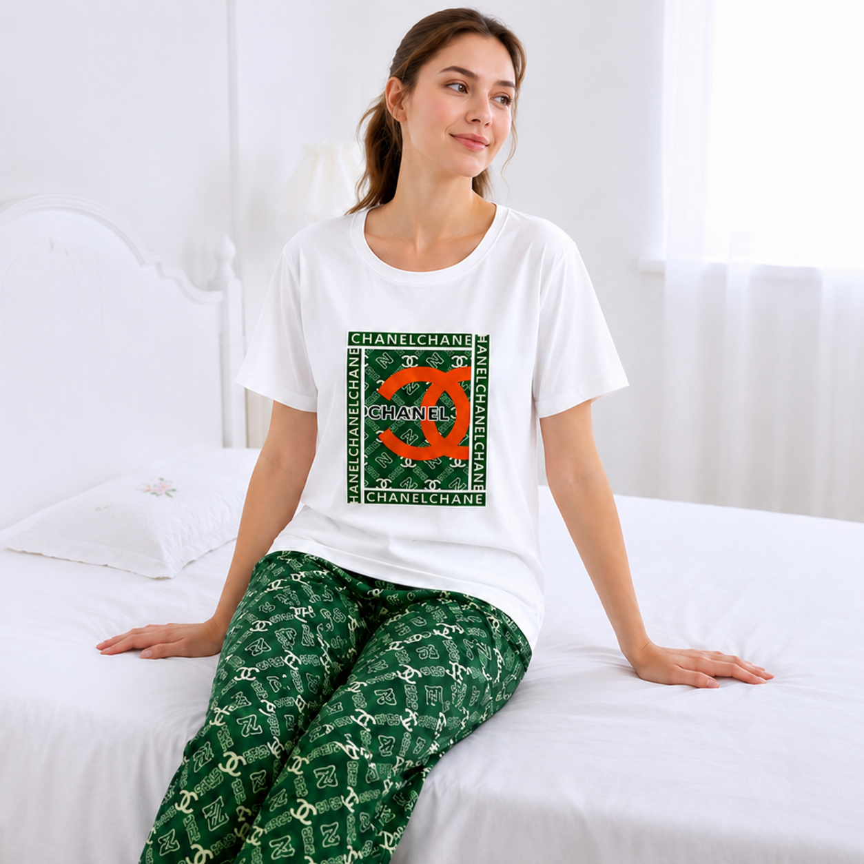 Channel Printed Night Suit
