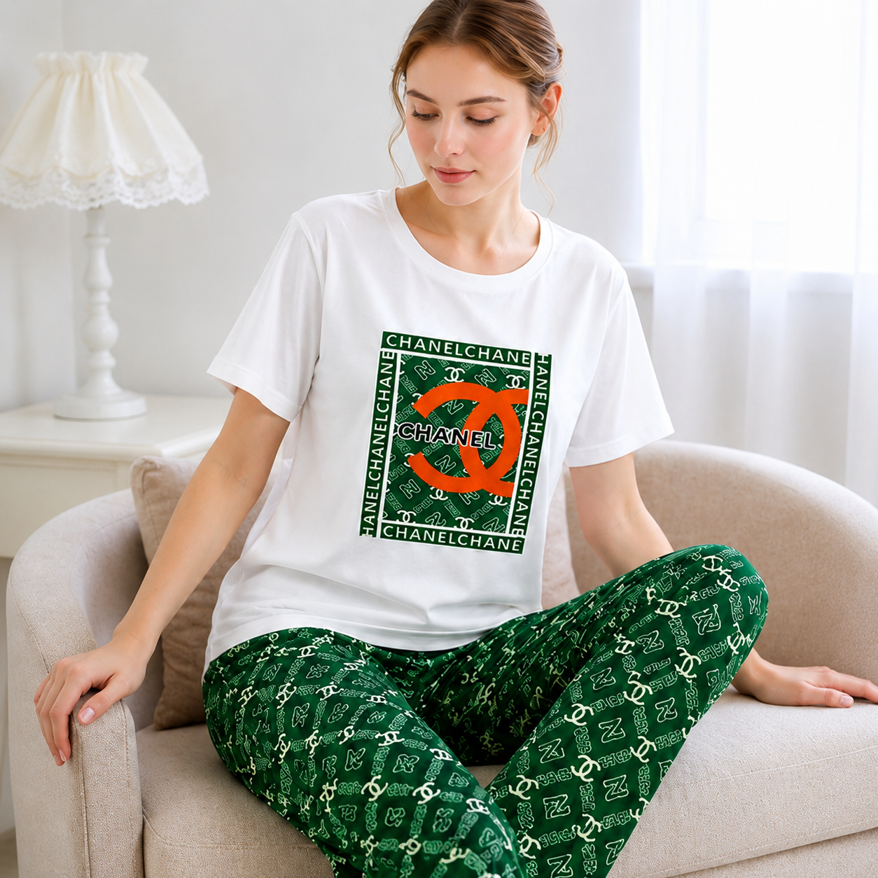 Channel Printed Night Suit