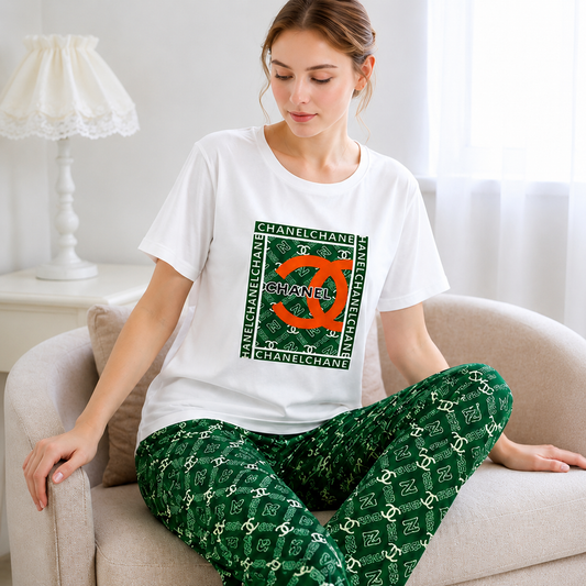 Channel Printed Night Suit
