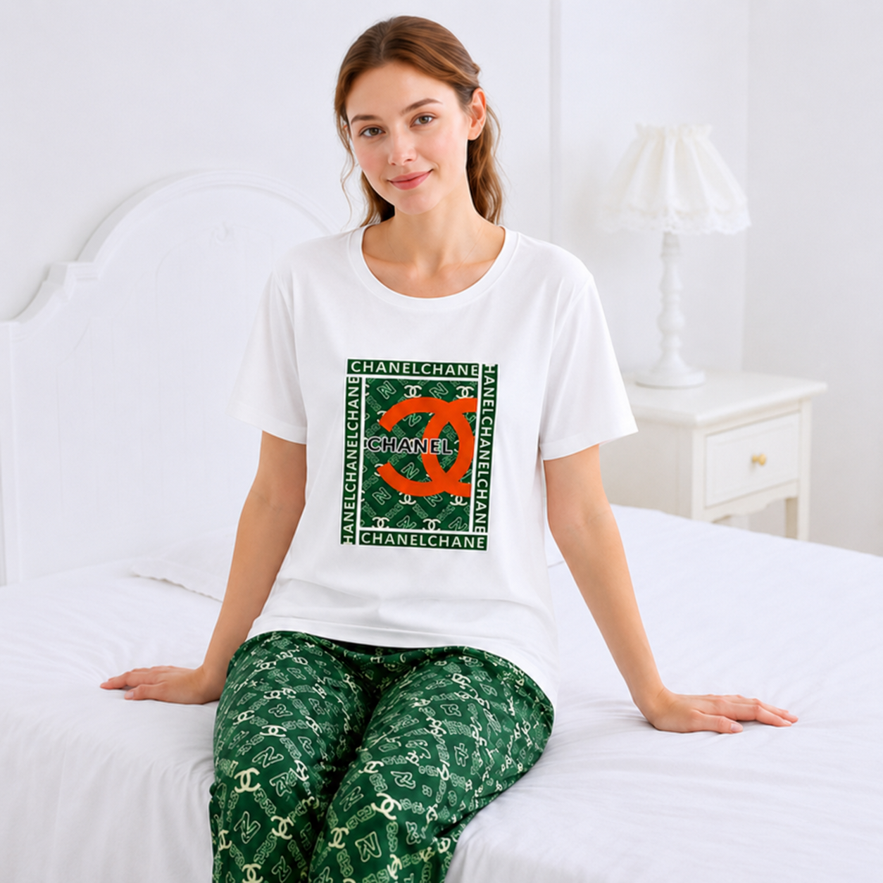 Channel Printed Night Suit