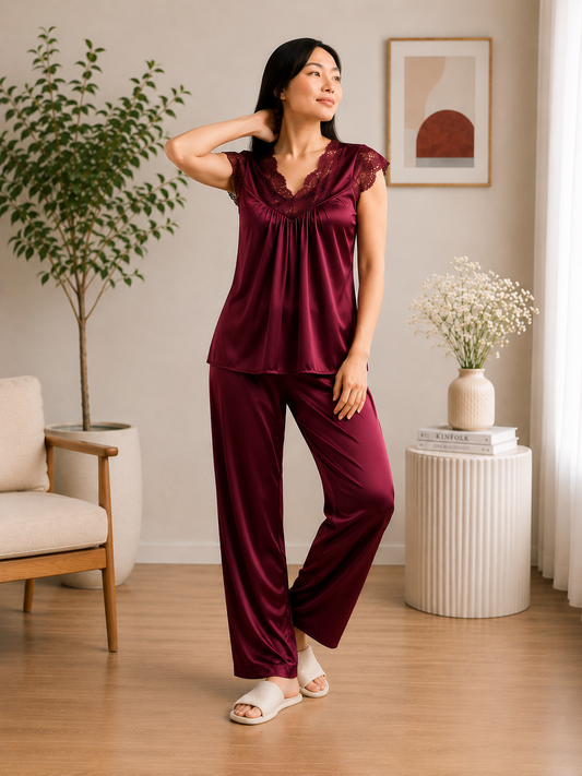 2 Piece Silk Froq Style Night Suit – Soft & Comfortable Summer Wear