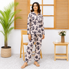 Imported Linen Floral Black Flower 2-Piece Linen PJ Set
