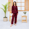 Imported Linen Floral Red Flower 2-Piece Linen PJ Set
