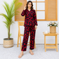 Imported Linen Floral Red Flower 2-Piece Linen PJ Set