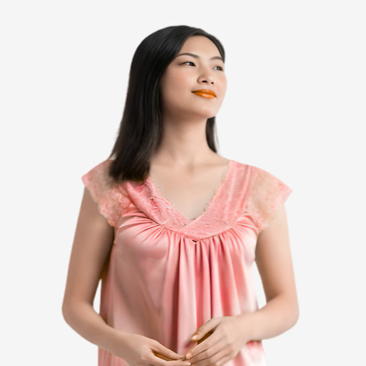 2-Piece Silk Frock Style Night Suit – Free Size