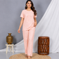 Dot Printed Style Night Suit-Peach