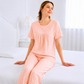 Dot Printed Frock Style Night Suit-Peach