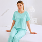 Dot Printed Frock Style Night Suit-Sea Green