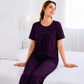 Dot Printed Style Night Suit-Dark Purple