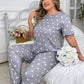 Grey With White Heart Printed Night Suit
