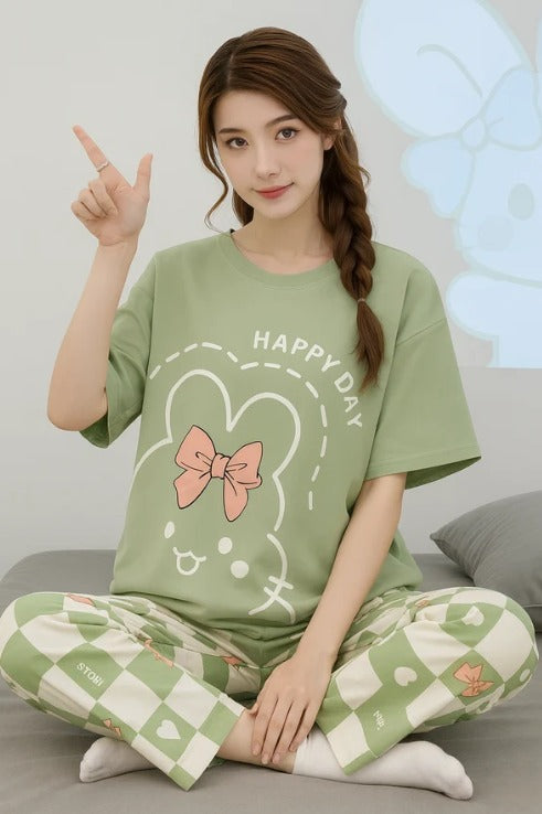 Happy Day Bunny Printed night suit