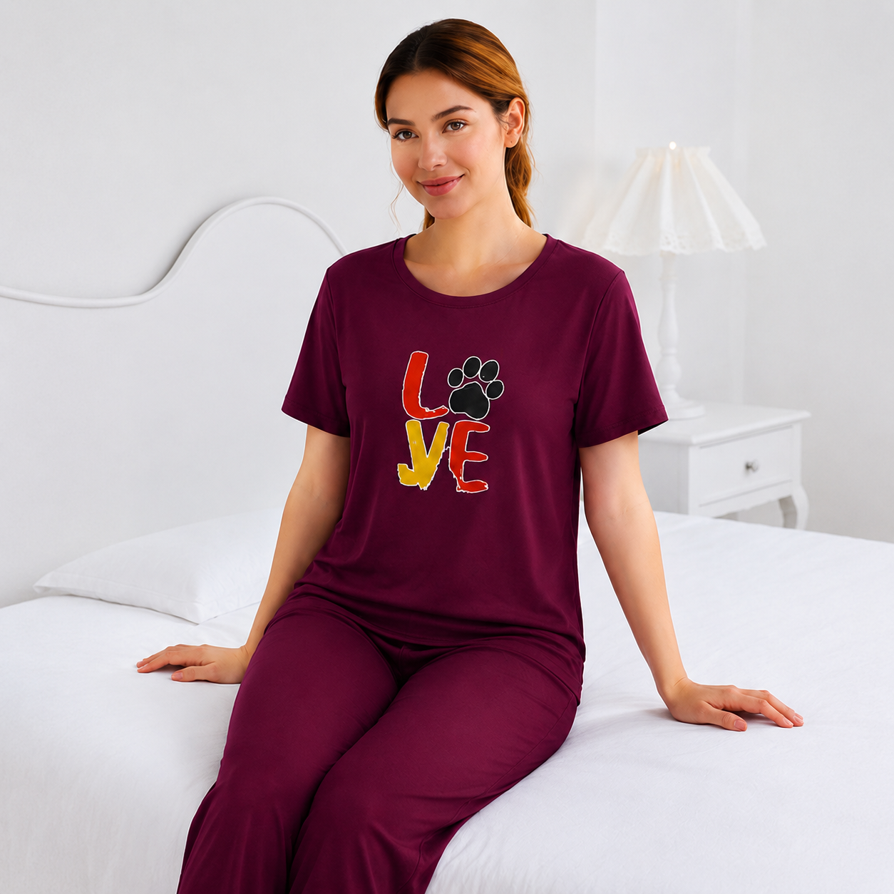 Love Paws Printed Night Suit