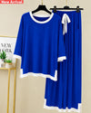 Navy Blue Palazo Style Printed Night Suit
