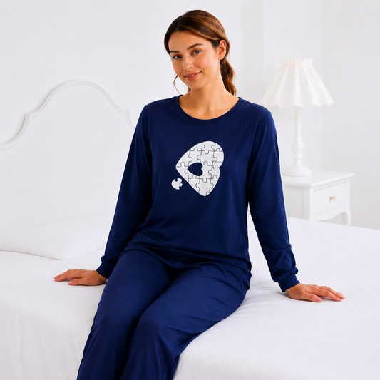 Puzzle Heart Printed Night Suit