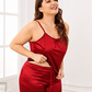 2 Piece Silk Nighty Red