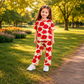 Red Flower Kids Night Suit