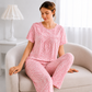 Skin Flower Printed Frock Style Night Suit