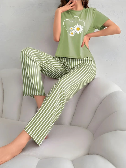 Sunflowers Heart Printed Night Suit