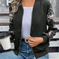 Winter Black Floral Jacket Women