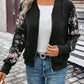 Winter Black Floral Jacket Women