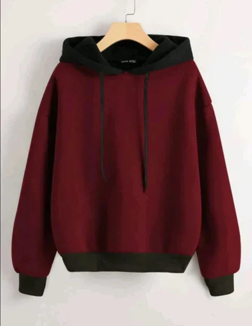 Maroon With Black Basic Hoodie