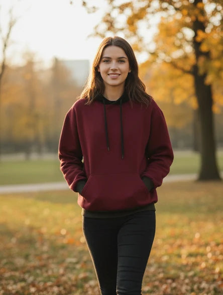 Maroon With Black Basic Hoodie